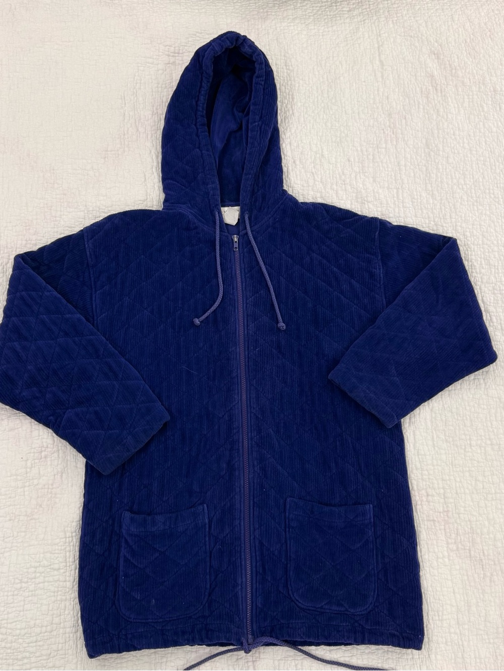 SM New York Sport Quilted Hooded Zip Jacket in Royal Purple